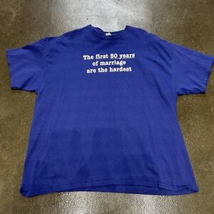 Gildan Shirt Mens 2XL Blue Funny Marriage Graphic Tee T-Shirt Anniversary
